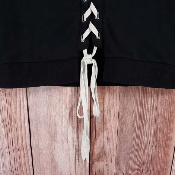 *READ* DBYDGNAK Unisex Size Large Black Back Lace Up Sweatshirt - Picture 13 of 16